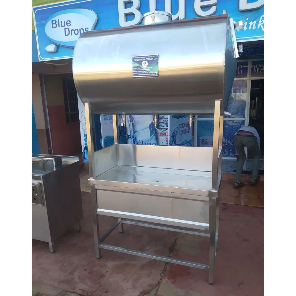 Stainless steel storage tank with filling station 3 taps
